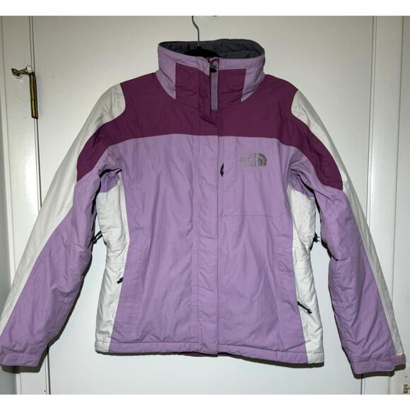 THE NORTH FACE Hyvent Two-Tone Purple Cream Zip Pocket Jacket Coat Womens S - Picture 1 of 9